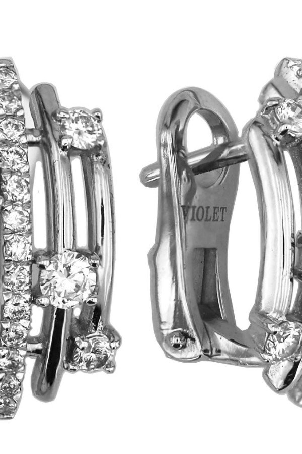 Серьги из белого золота c бриллиантами