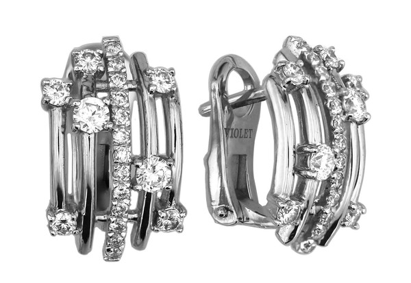 Серьги из белого золота 585 пробы c бриллиантами