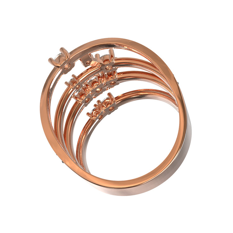 Кольцо из красного золота 585 пробы c бриллиантами и изумрудом