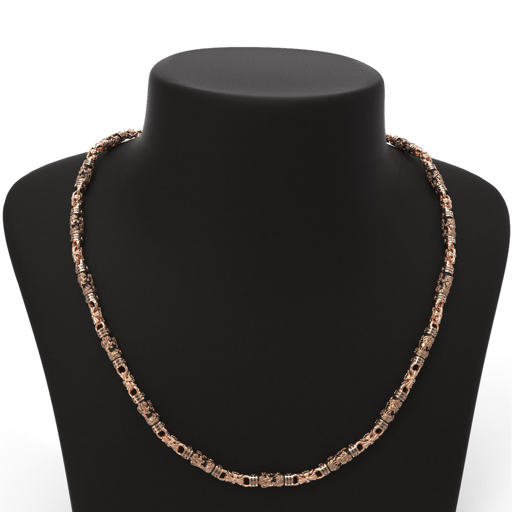 Цепь из красного золота 585 пробы c эбеновым деревом