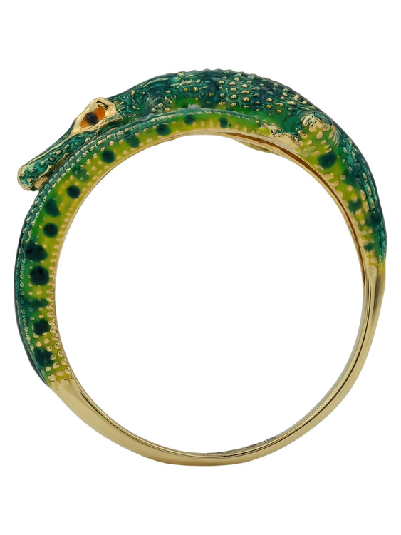 Кольцо из лимонного золота 585 пробы c эмалью