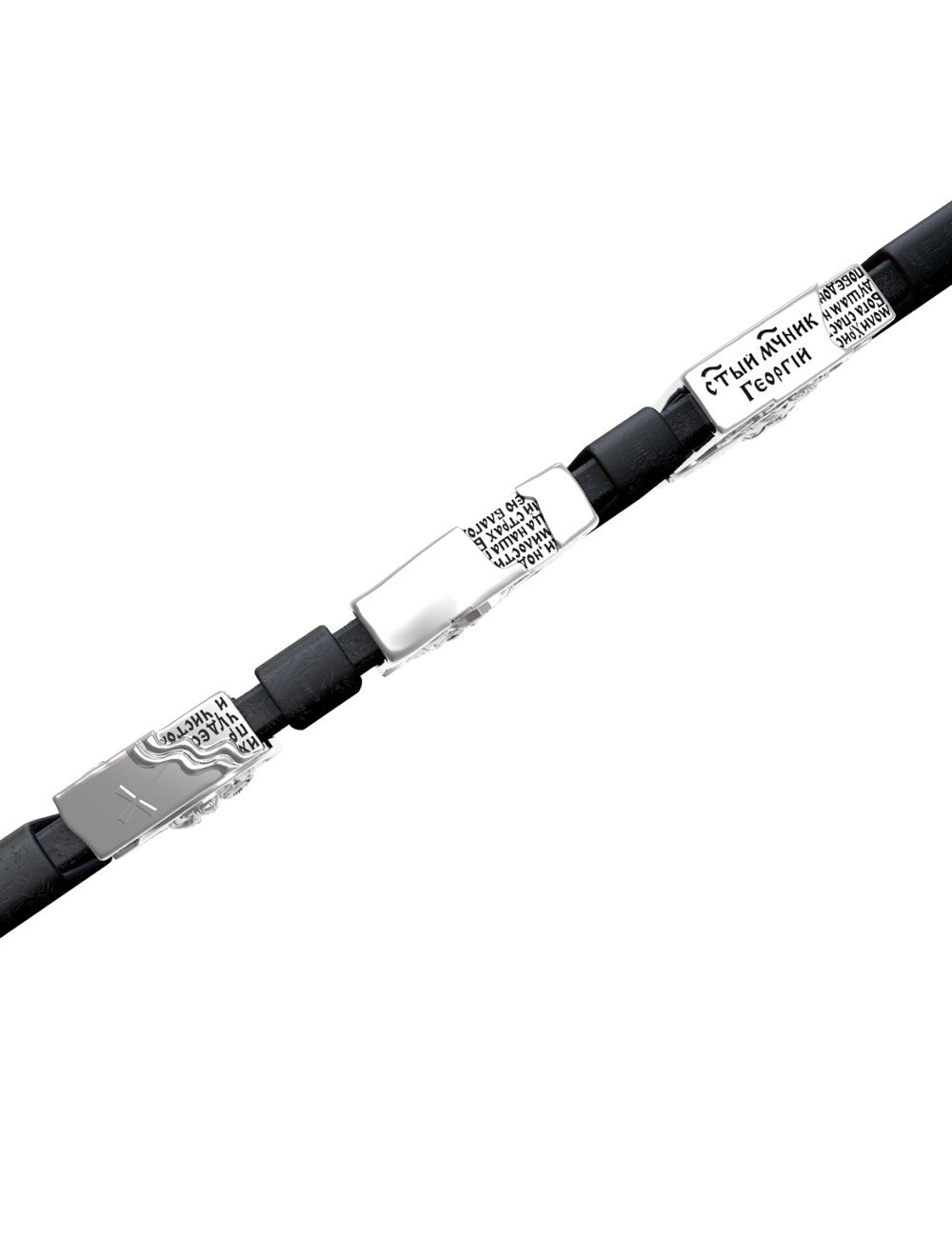 Браслет из белого золота c кожаным шнурком