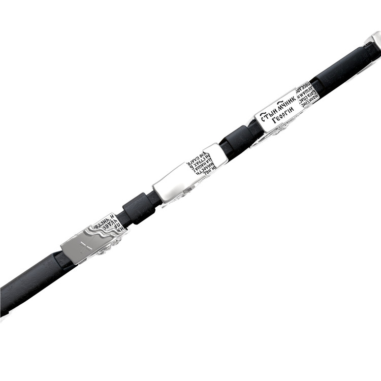 Браслет из белого золота 585 пробы c кожаным шнурком