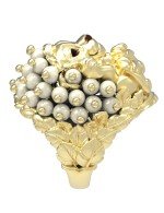 Кольцо из лимонного золота c эмалью и жемчугом