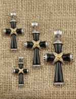 Крест из серебра и золота c ониксом и рубином