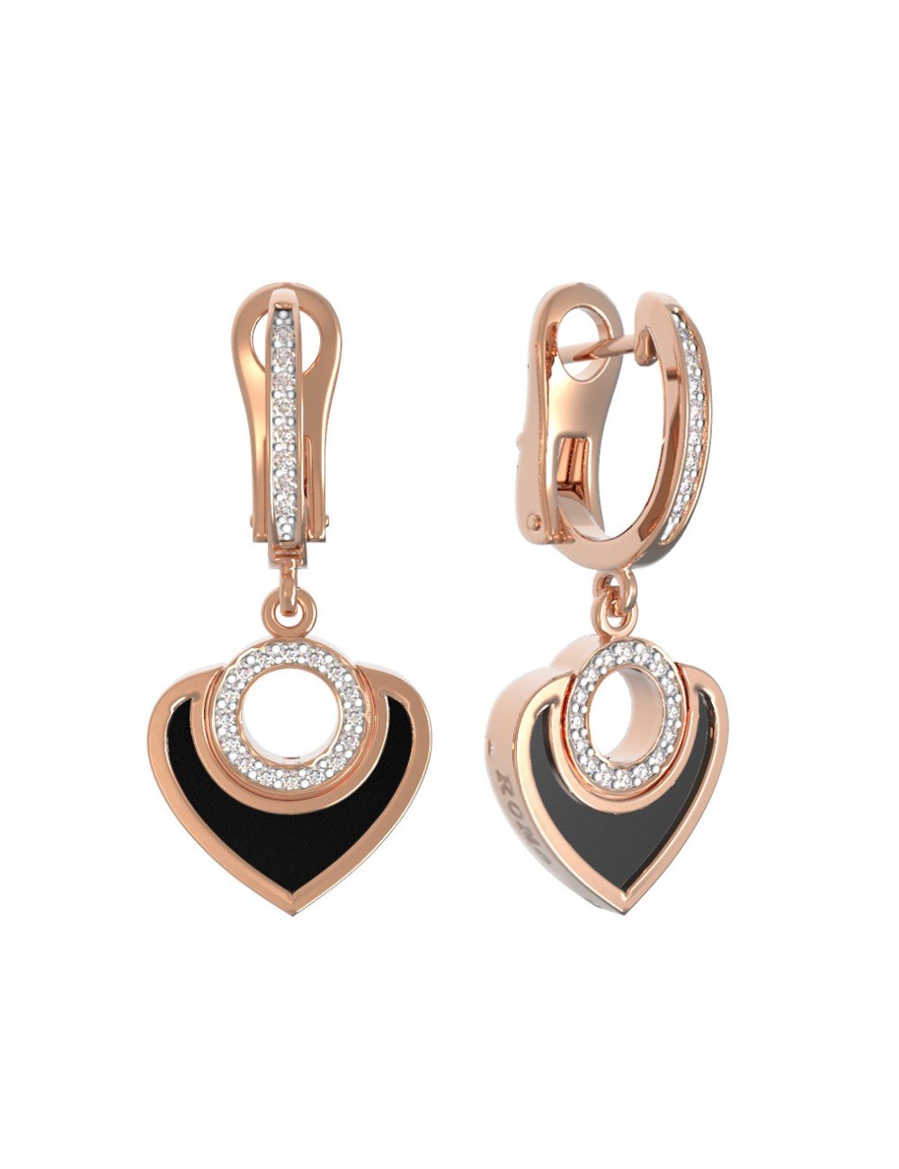 Серьги из золота c бриллиантами и ониксом