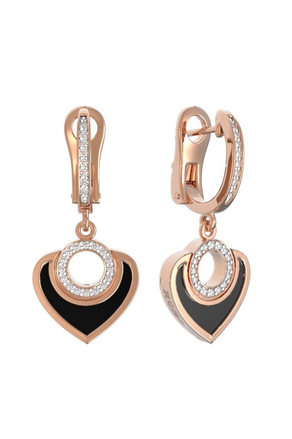 Серьги из золота c бриллиантами и ониксом