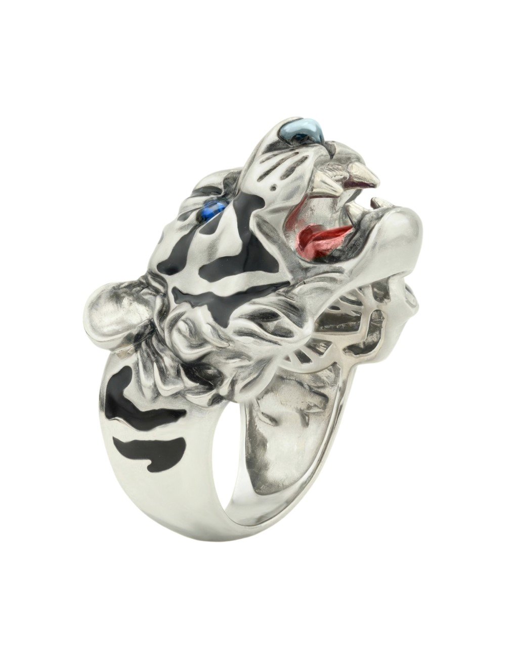 Кольцо из белого золота c эмалью