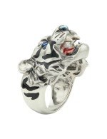 Кольцо из белого золота c эмалью