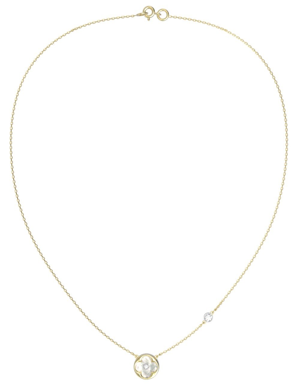 Колье из лимонного золота c бриллиантами и перламутром