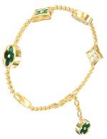 Браслет из лимонного золота c малахитом и перламутром