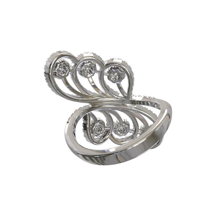 Кольцо из белого золота 585 пробы c бриллиантами