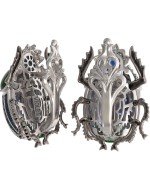 Серьги из белого золота c эмалью, фианитом и сапфиром