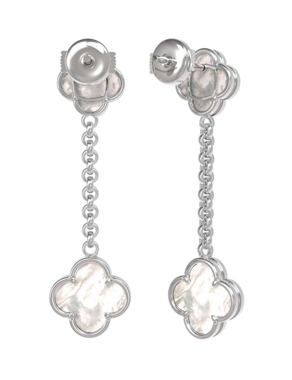 Серьги из белого золота c перламутром