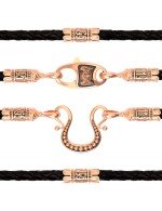 Гайтан из золота c кожаным шнурком