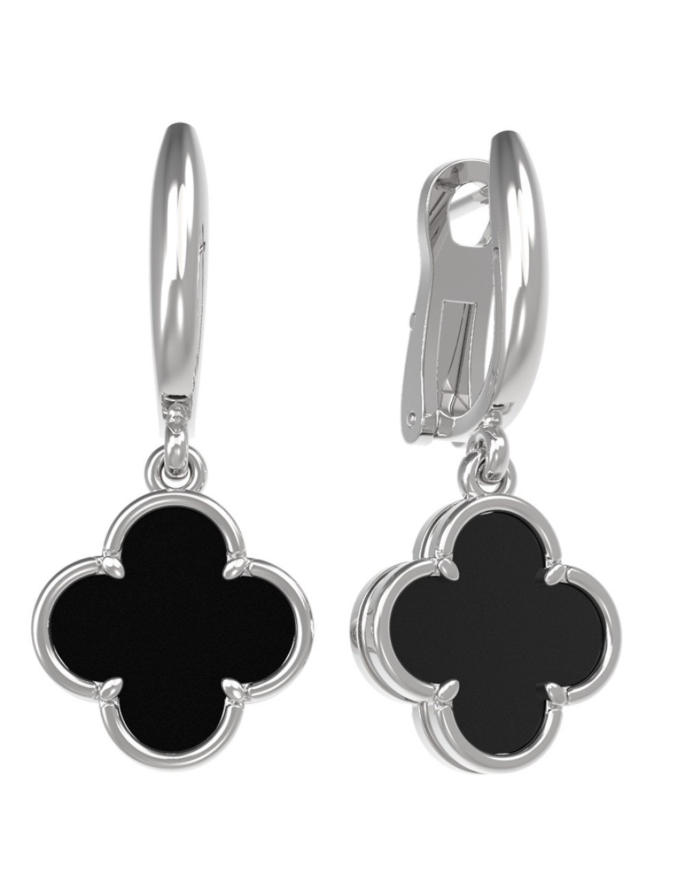 Серьги из белого золота c ониксом