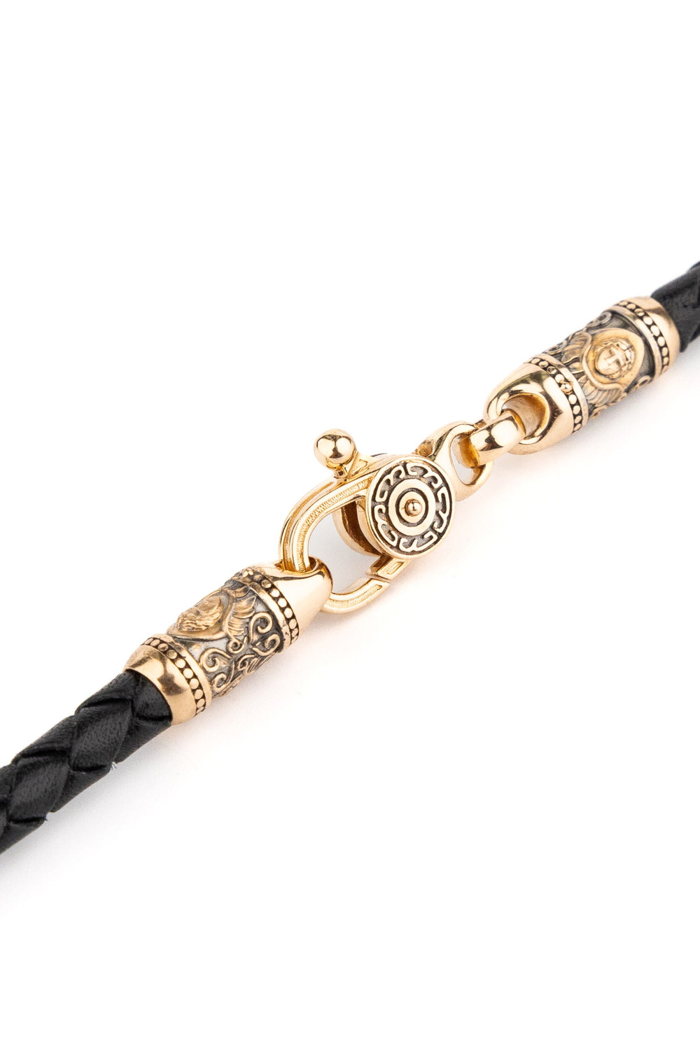 Цепь-шнурок кожа из красного золота 585 пробы c кожаным шнурком