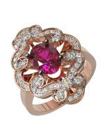 Кольцо из золота c бриллиантами и рубином