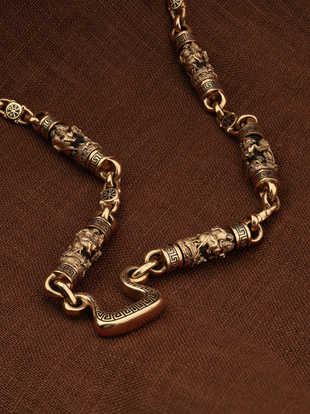 Цепь из красного золота 585 пробы c эмалью и эбеновым деревом