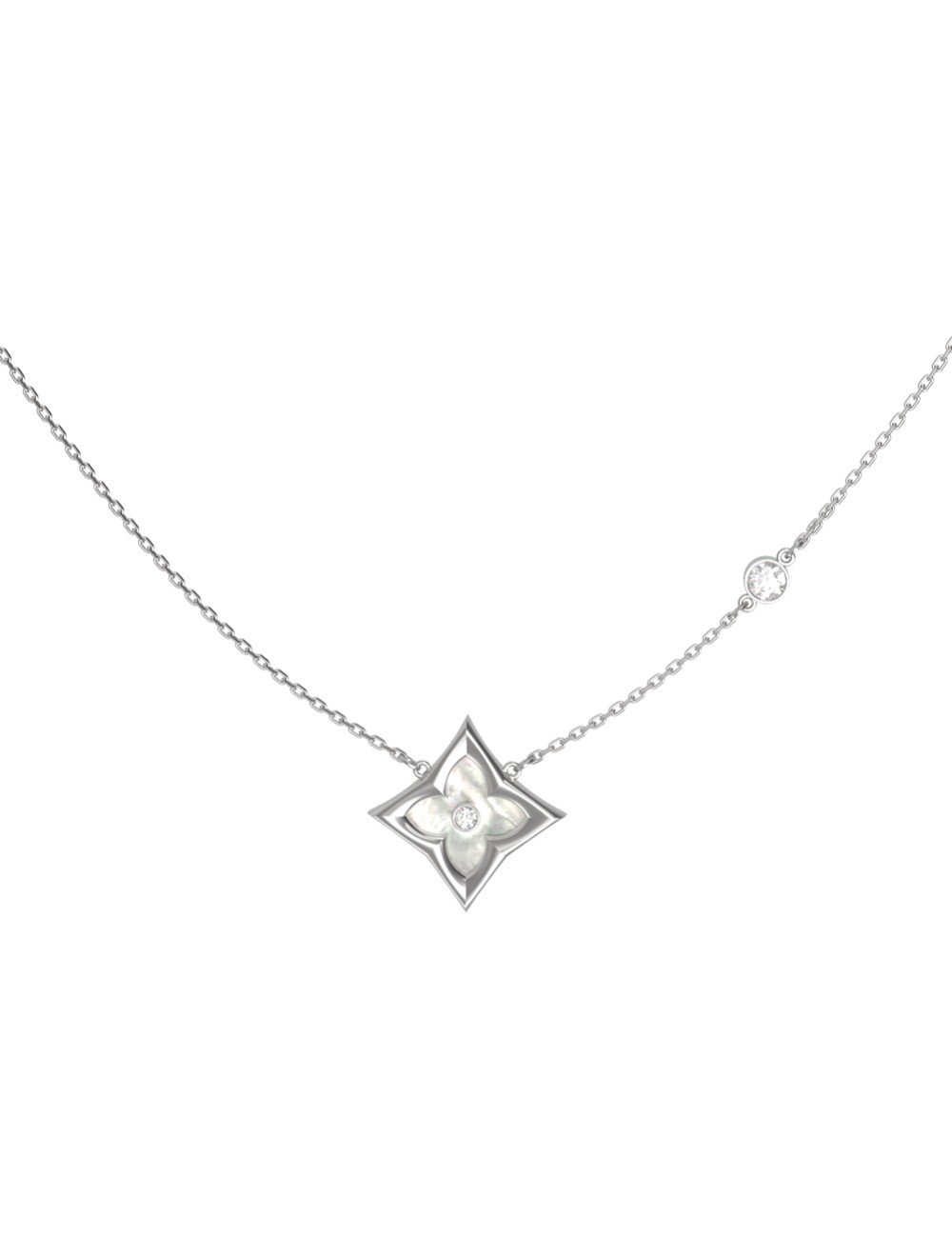 Колье из белого золота c бриллиантами и перламутром