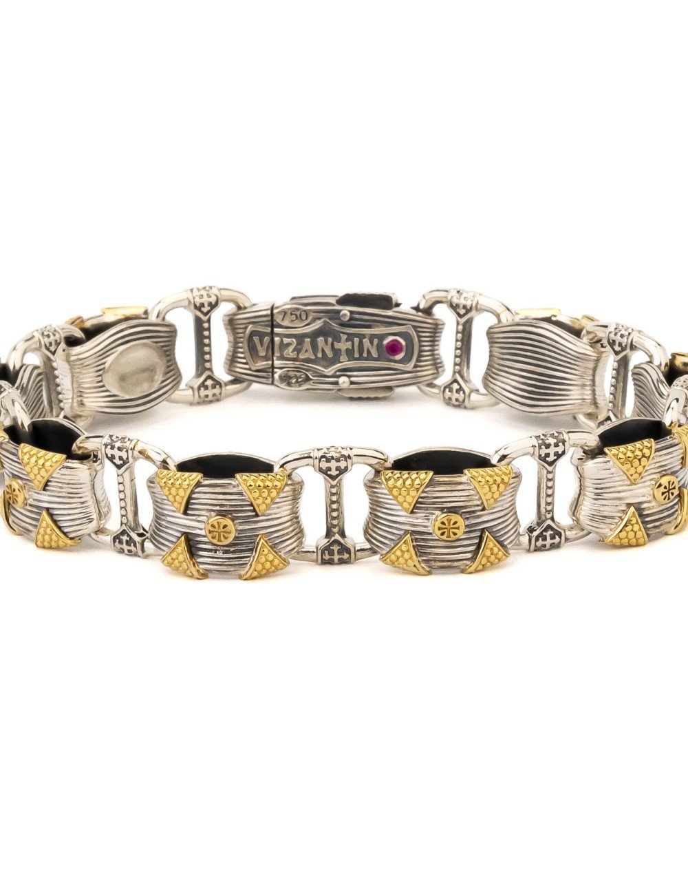 Браслет из серебра и золота c рубином