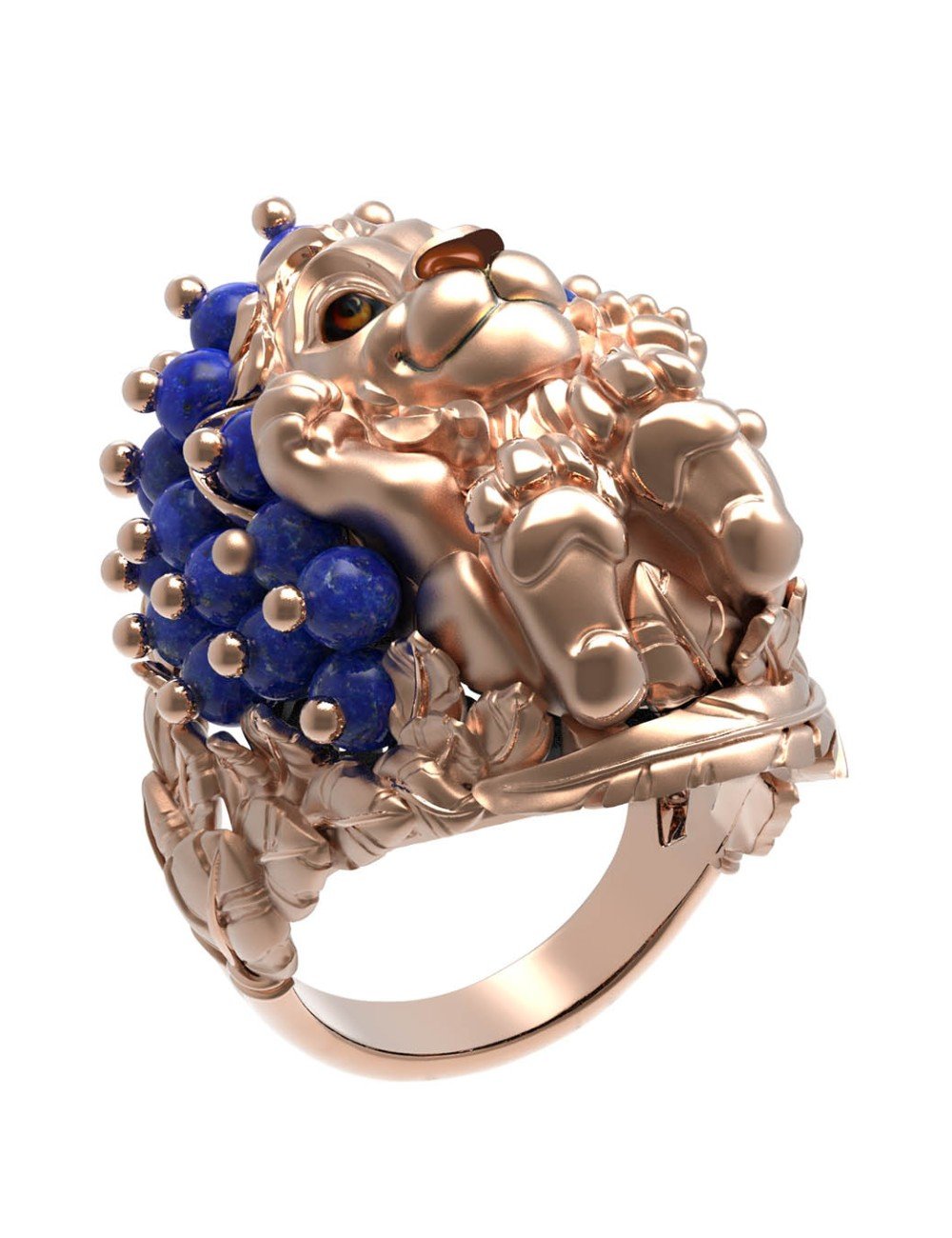 Кольцо из золота c эмалью и лазуритом