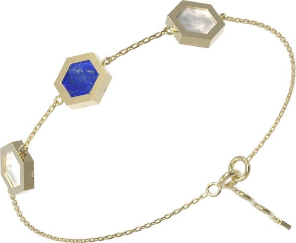 Браслет из лимонного золота c лазуритом и перламутром