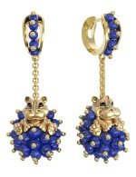 Серьги из лимонного золота c эмалью и лазуритом