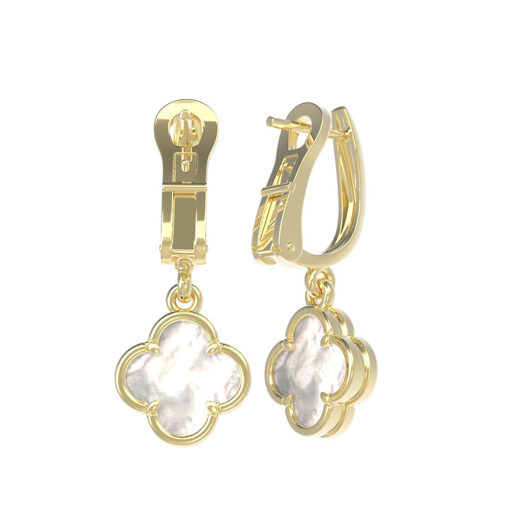 Серьги из лимонного золота 585 пробы c перламутром