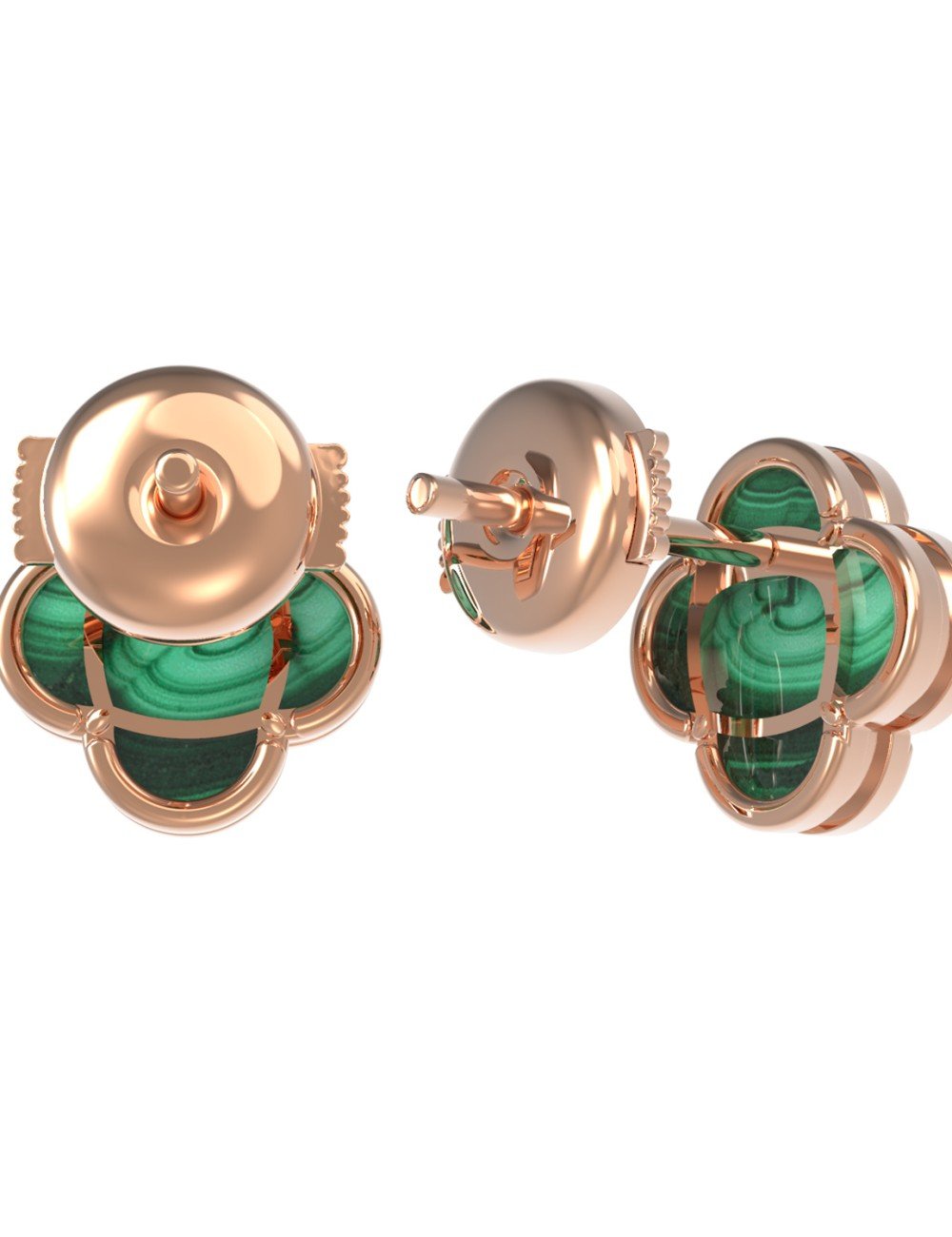 Серьги из золота c малахитом