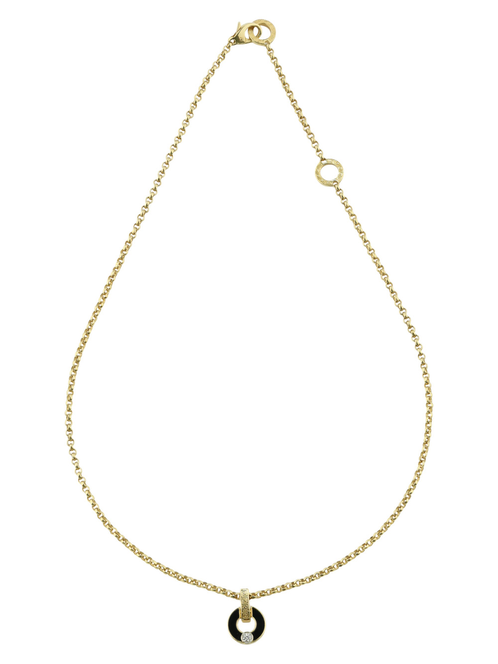 Колье из лимонного золота 585 пробы c бриллиантами и ониксом