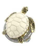 Кольцо из лимонного золота c эмалью и бивнем мамонта