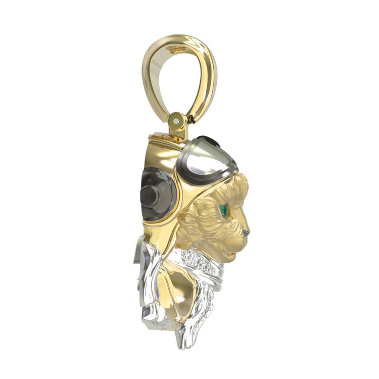 Подвеска из лимонного золота 585 пробы c эмалью, бриллиантами и рубином