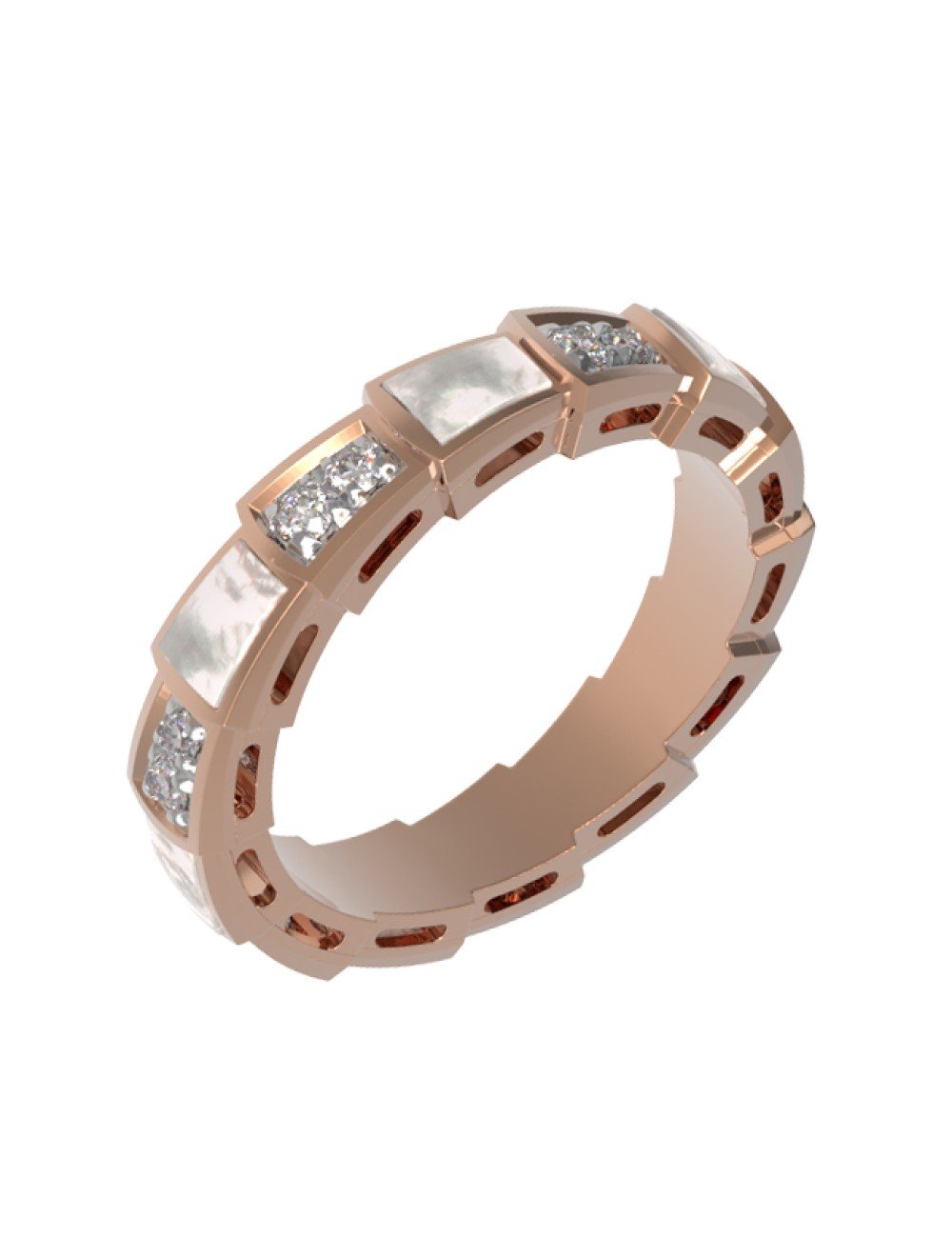 Кольцо из золота c бриллиантами и перламутром