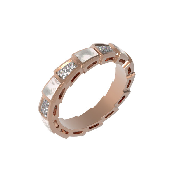 Кольцо из красного золота 585 пробы c бриллиантами и перламутром