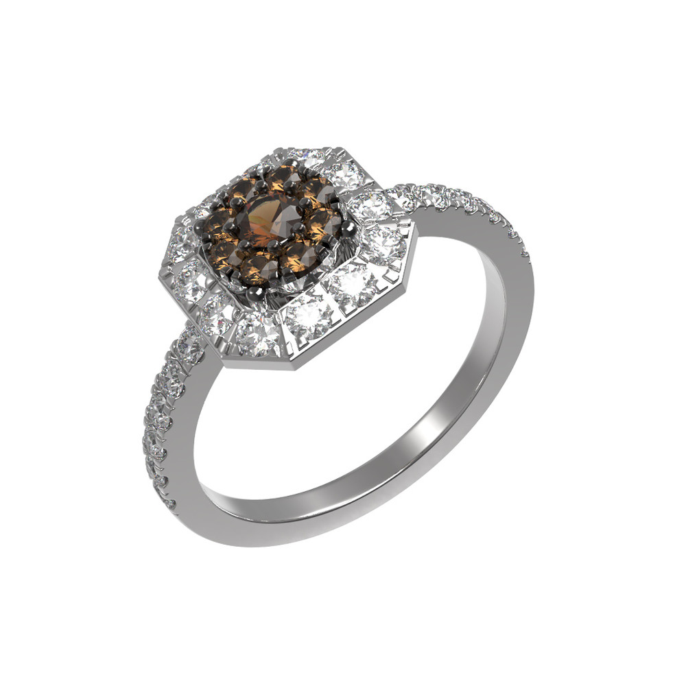 Кольцо из белого золота 585 пробы c бриллиантами