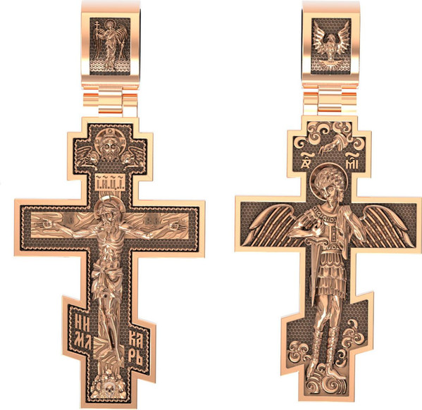 Крест из красного золота 585 пробы