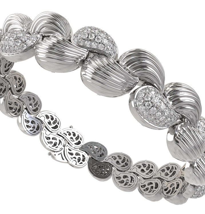 Браслет из белого золота 585 пробы c бриллиантами