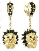 Серьги из лимонного золота c эмалью и ониксом