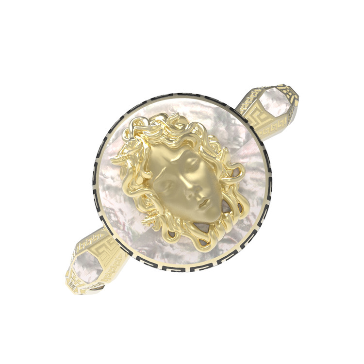 Браслет из лимонного золота 585 пробы c эмалью и перламутром