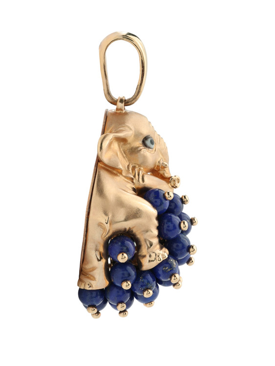 Подвеска из красного золота 585 пробы c эмалью и лазуритом