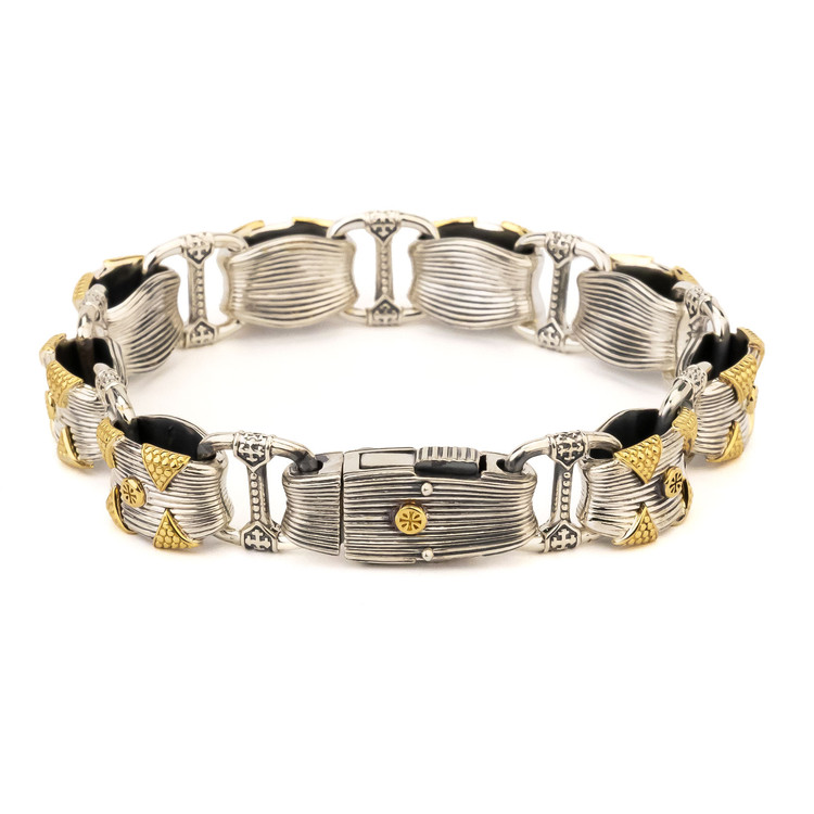 Браслет из серебра 925 пробы и золота 750 пробы c рубином