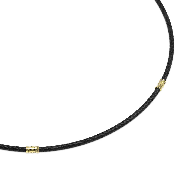 Цепь-шнурок кожа из лимонного золота 585 пробы c кожаным шнурком