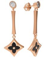 Серьги из золота c фианитом и ониксом