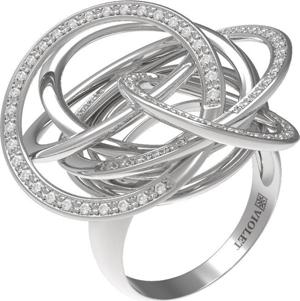 Кольцо из белого золота 585 пробы c бриллиантами