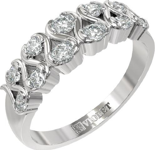 Кольцо из белого золота 585 пробы c бриллиантами