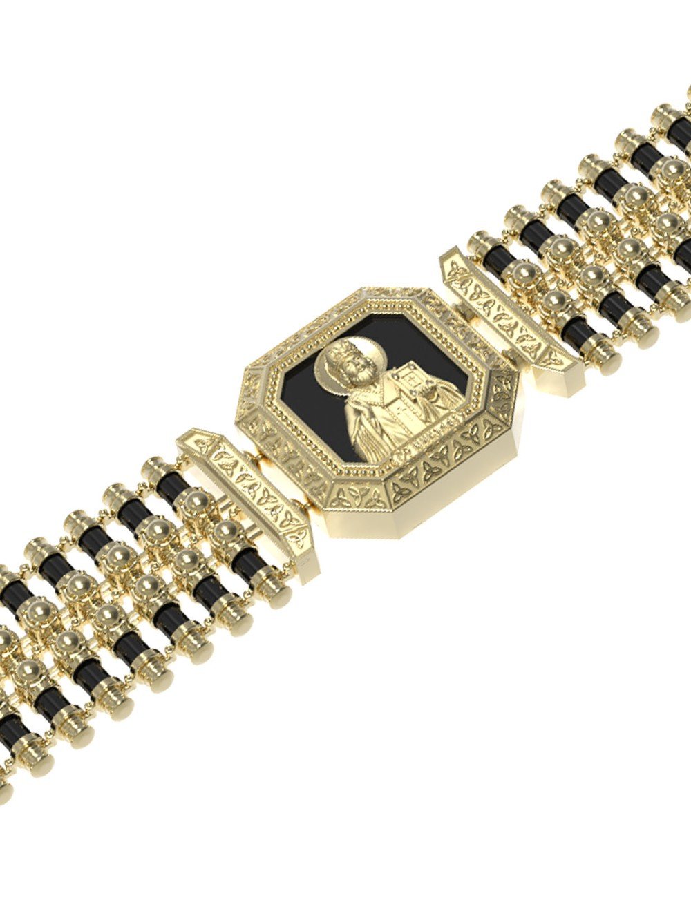 Браслет из лимонного золота c ониксом