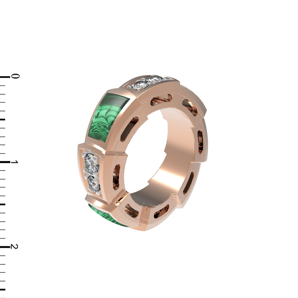 Подвеска из красного золота 585 пробы c бриллиантами и малахитом