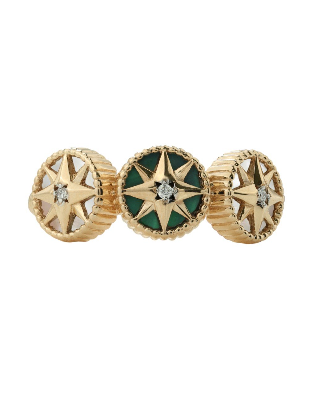 Кольцо из золота c бриллиантами, малахитом и перламутром