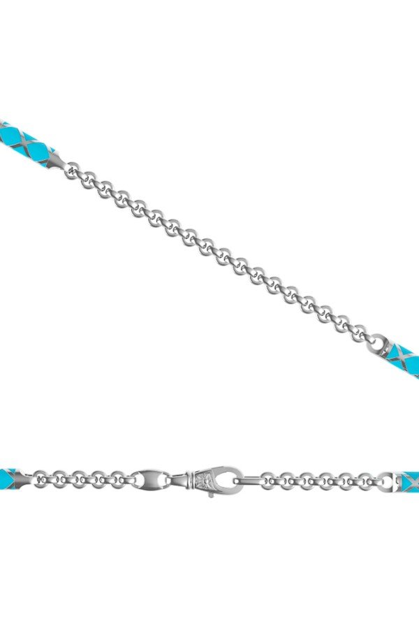 Цепь из белого золота c эмалью